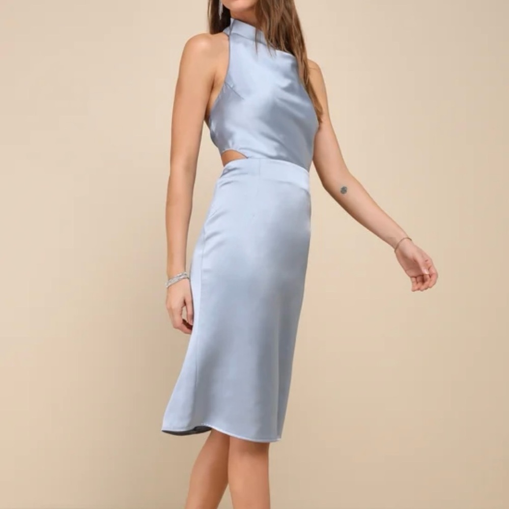 NWT Lulus Satin Halter Top Dress